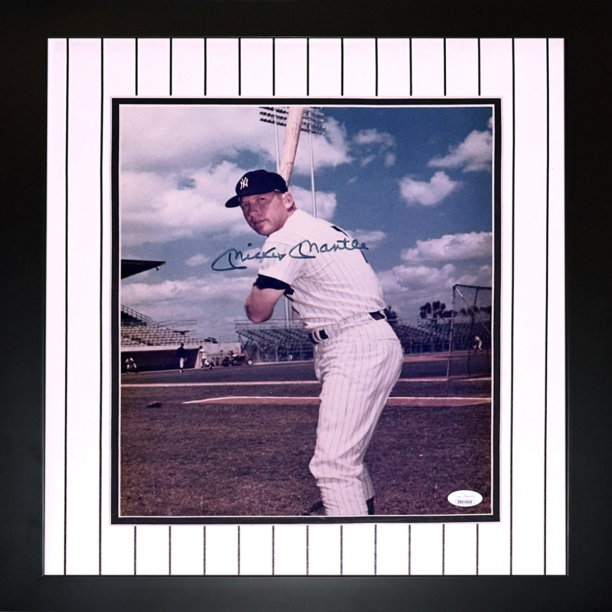 Autographed Mickey Mantle New York Yankees Deluxe Framed 11x14 Photo - JSA Letter-Powers Sports Memorabilia