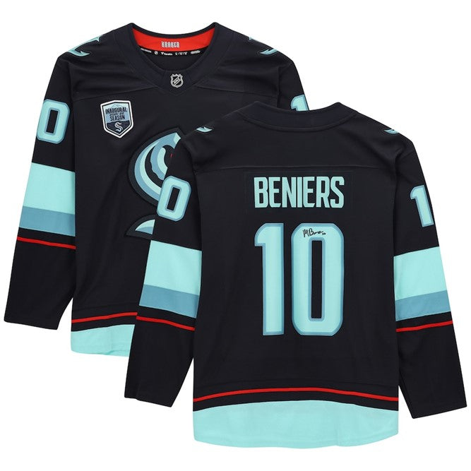 Autographed Matty Beniers Seattle Kraken (Navy Blue #10) Fanatics Hockey Jersey - Fanatics-Powers Sports Memorabilia