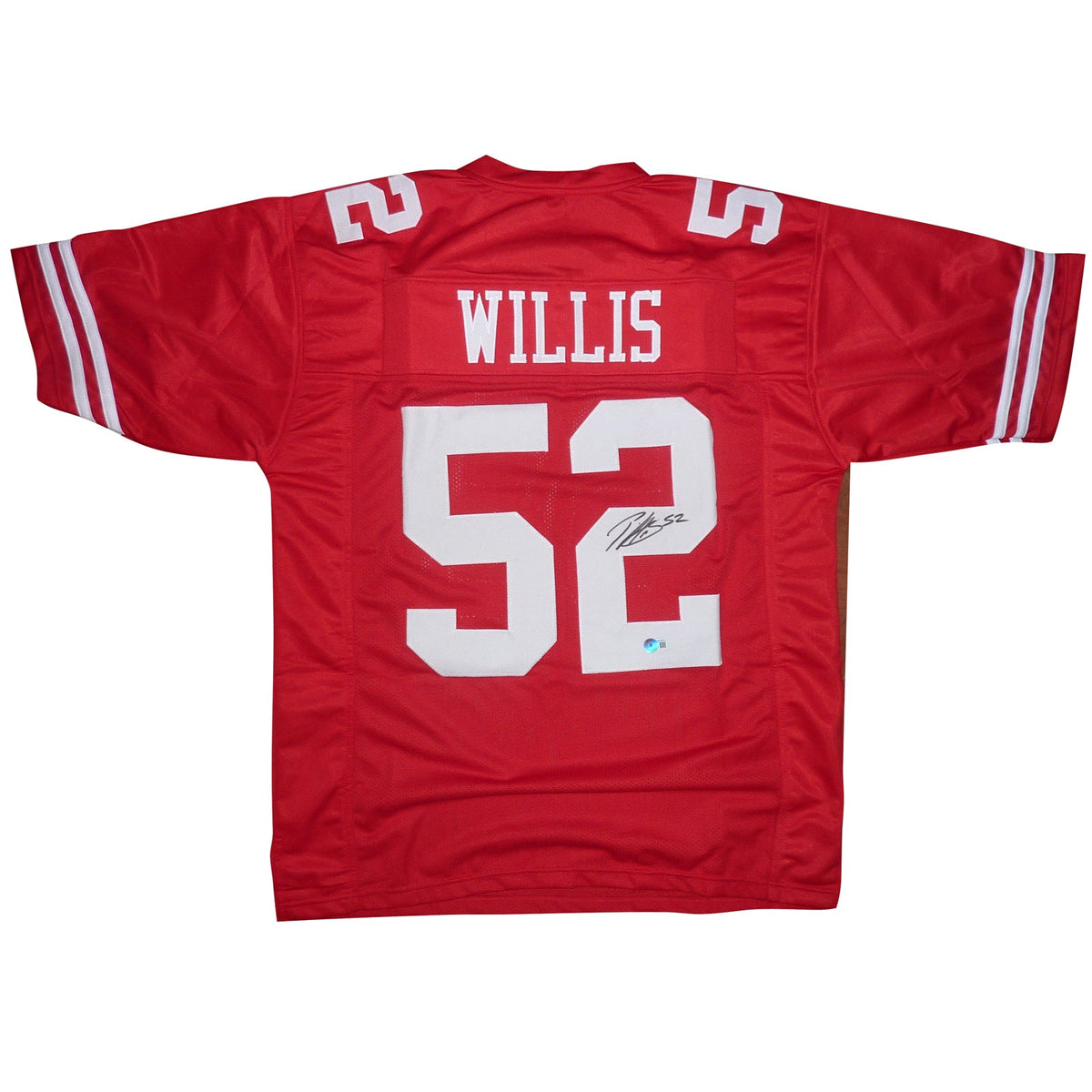 Autographed Patrick Willis San Francisco (Red #52) Custom Jersey - Beckett-Powers Sports Memorabilia