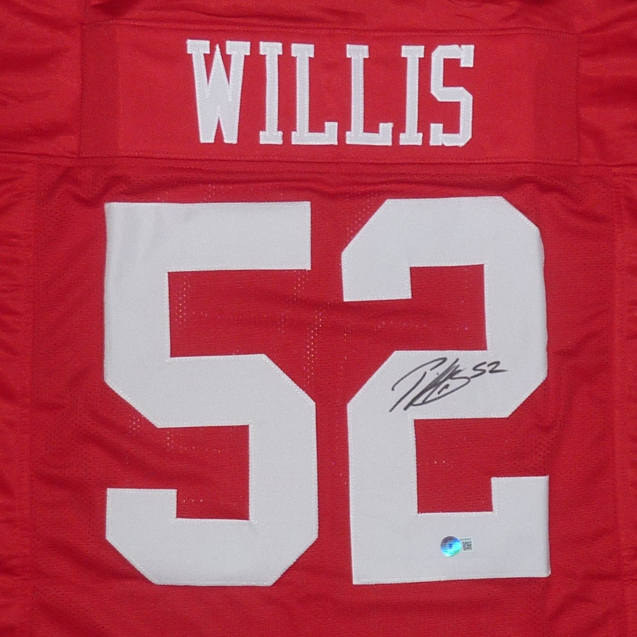 Autographed Patrick Willis San Francisco (Red #52) Custom Jersey - Beckett-Powers Sports Memorabilia