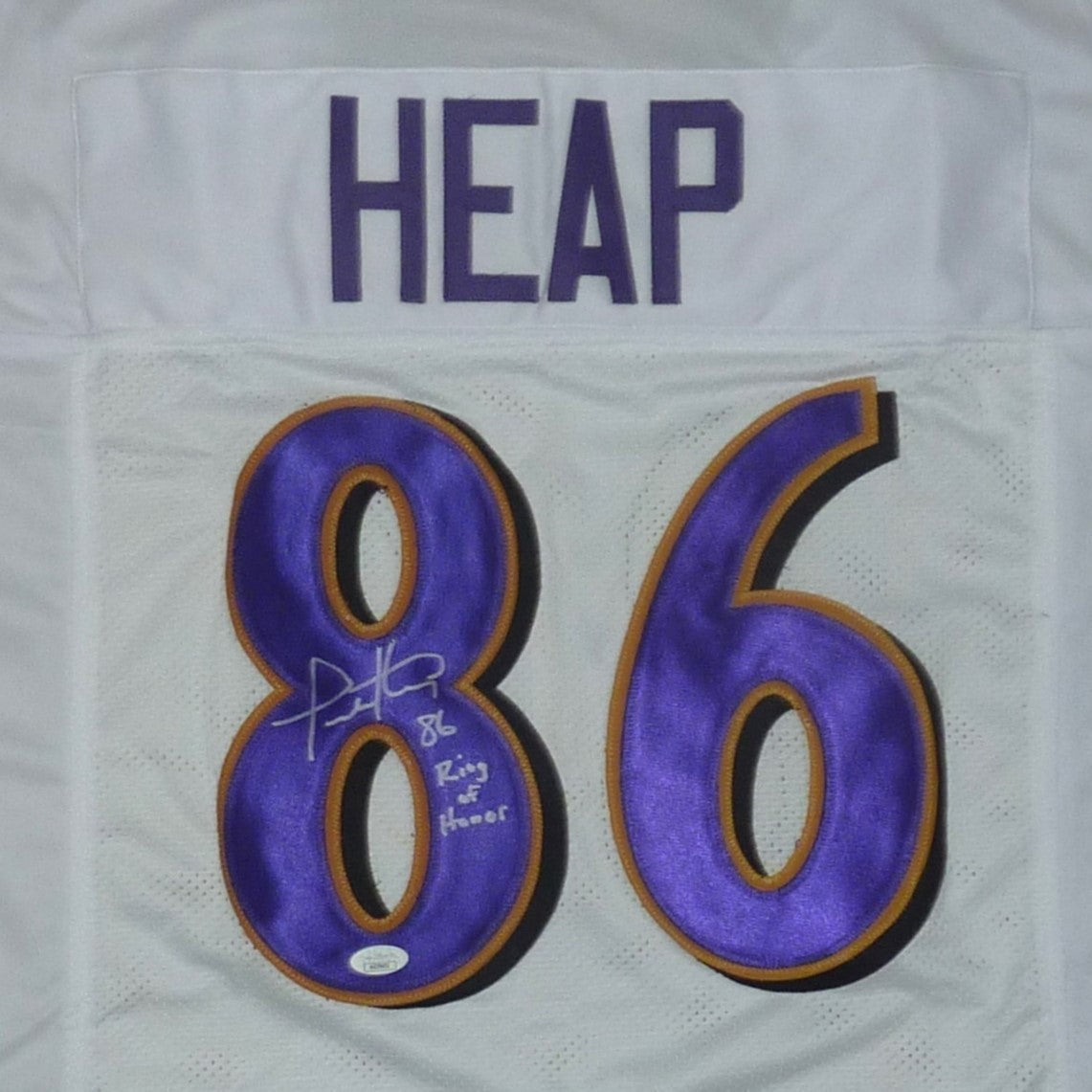 Autographed Todd Heap Baltimore (White #86) Custom Jersey w/ Ring of Honor - JSA-Powers Sports Memorabilia