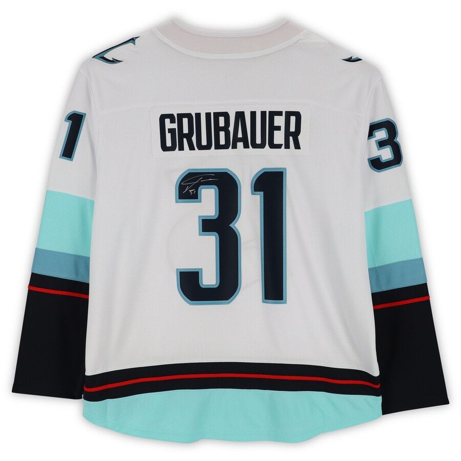 Autographed Philipp Grubauer Seattle Kraken (White #31) Fanatics Hockey Jersey - Fanatics-Powers Sports Memorabilia