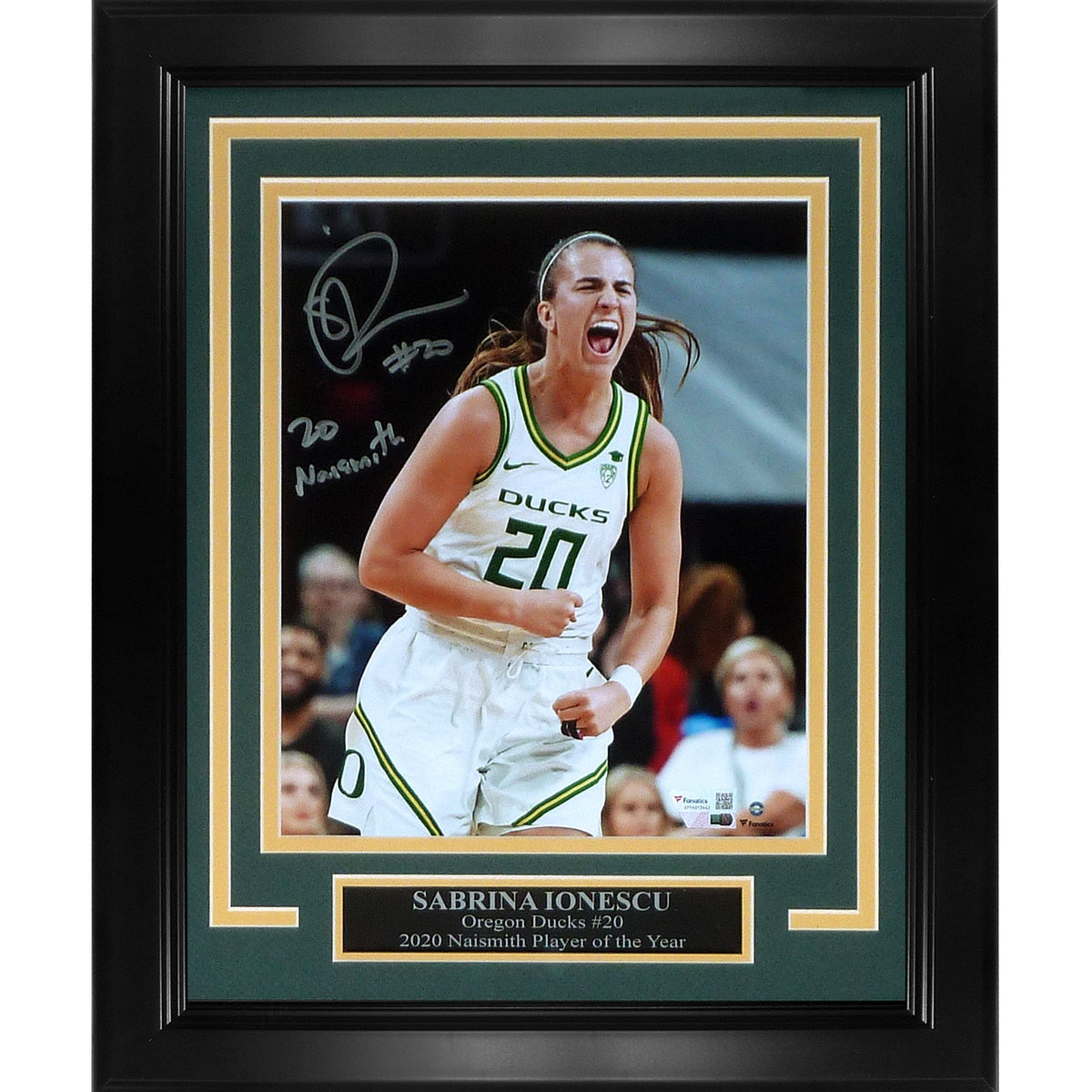 Autographed Sabrina Ionescu Oregon Ducks Deluxe Framed 8x10 Photo w/ "20 Naismith" - Fanatics-Powers Sports Memorabilia