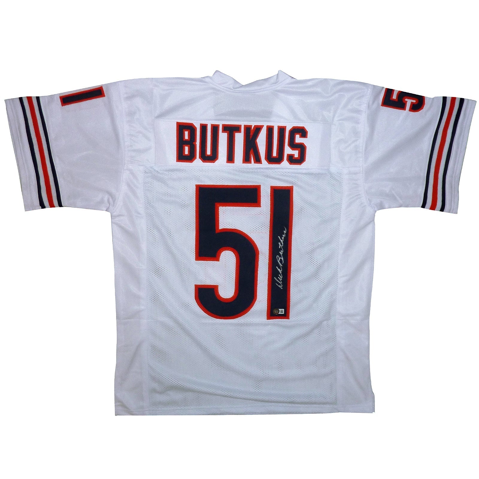 Autographed Dick Butkus Chicago (White #51) Custom Jersey - Beckett-Powers Sports Memorabilia