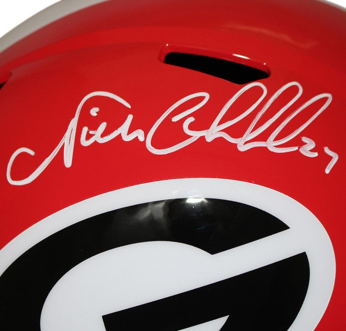 Autographed Nick Chubb Georgia Bulldogs Deluxe Full-Size Replica Helmet - Beckett-Powers Sports Memorabilia