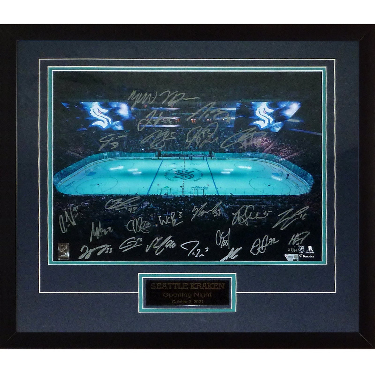 Autographed Seattle Kraken Team Opening Night Rink Deluxe Framed 16x20 Photo - Fanatics-Powers Sports Memorabilia