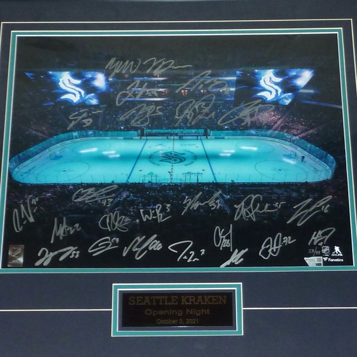 Autographed Seattle Kraken Team Opening Night Rink Deluxe Framed 16x20 Photo - Fanatics-Powers Sports Memorabilia