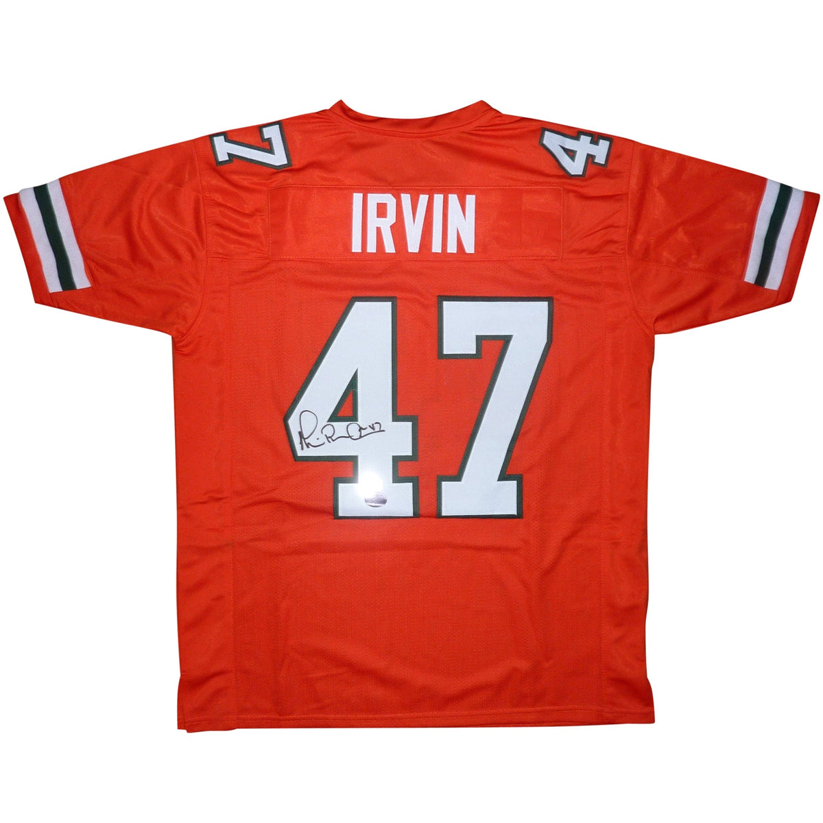 Autographed Michael Irvin Miami Hurricanes (Orange #47) Custom Jersey - Beckett-Powers Sports Memorabilia