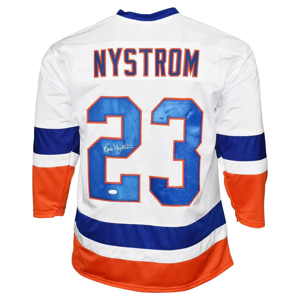 Autographed Bobby Nystrom New York (White #23) Custom Hockey Jersey - JSA-Powers Sports Memorabilia