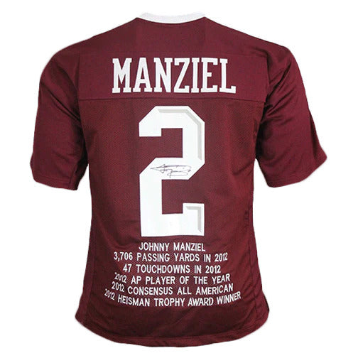 Autographed Johnny Manziel Texas A&M Aggies (Maroon #2) Embroidered STAT Jersey - JSA-Powers Sports Memorabilia