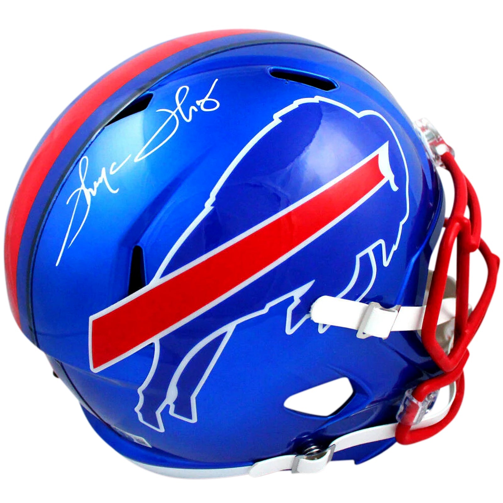 Autographed Thurman Thomas Buffalo Bills (FLASH Alternate) Deluxe Full-Size Replica Helmet - Beckett-Powers Sports Memorabilia