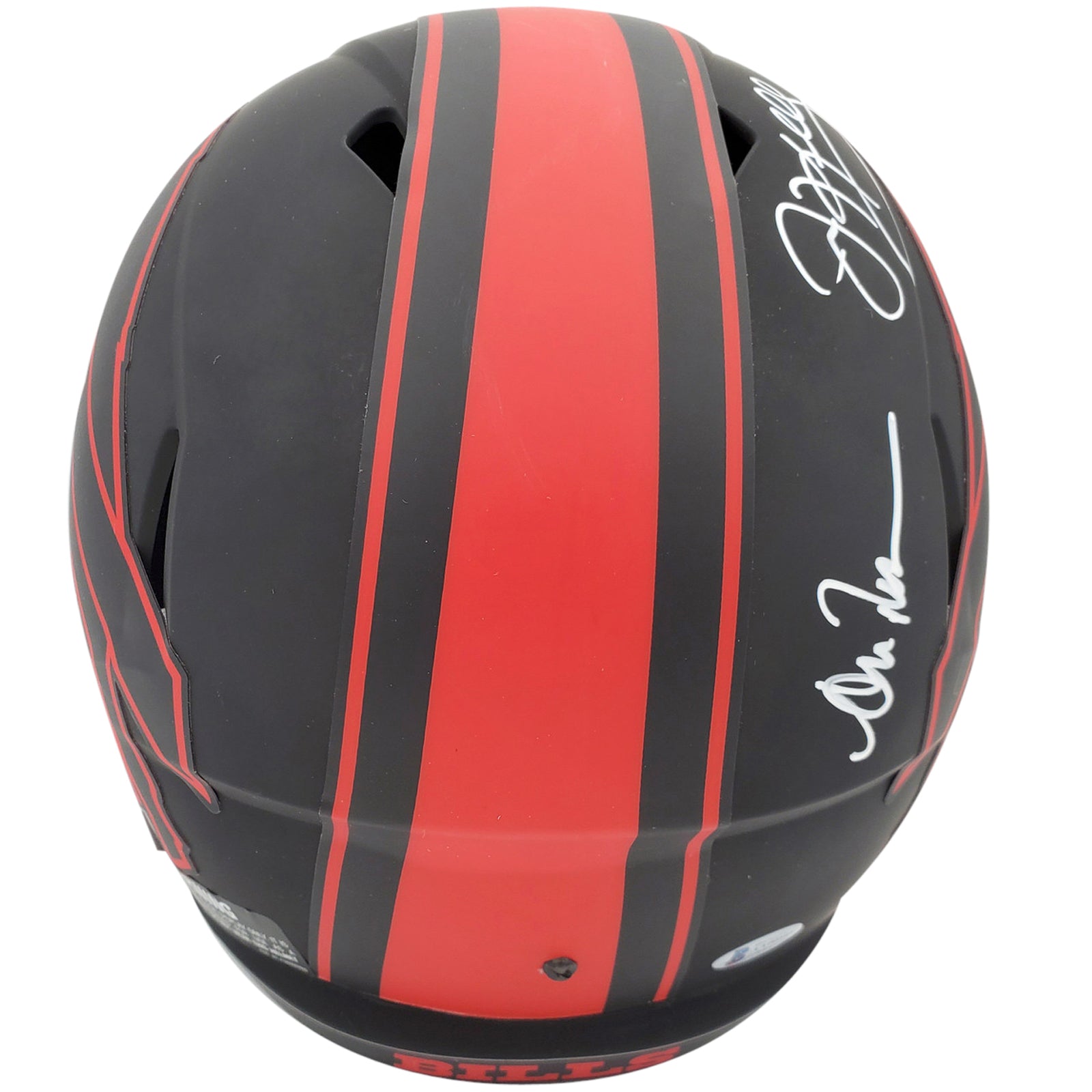 Autographed Buffalo Bills Greats Jim Kelly, Andre Reed and Thurman Thomas ECLIPSE Alternate Deluxe Full-Size Replica Helmet - Beckett-Powers Sports Memorabilia