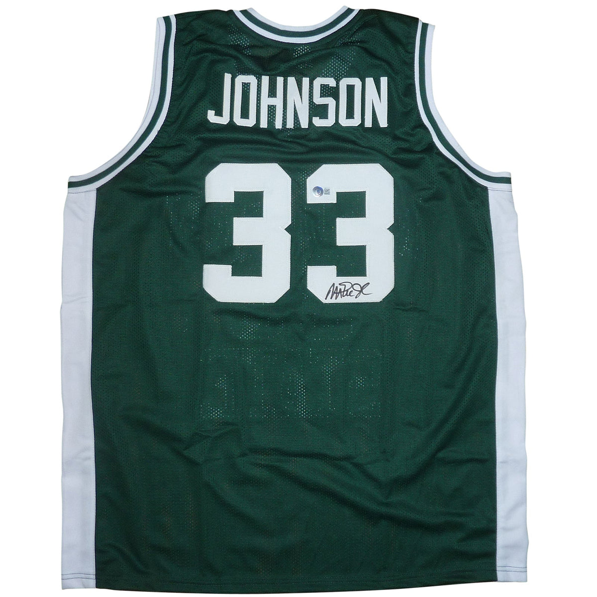 Autographed Magic Johnson Michigan State Spartans (Green #33) Custom Jersey - Beckett