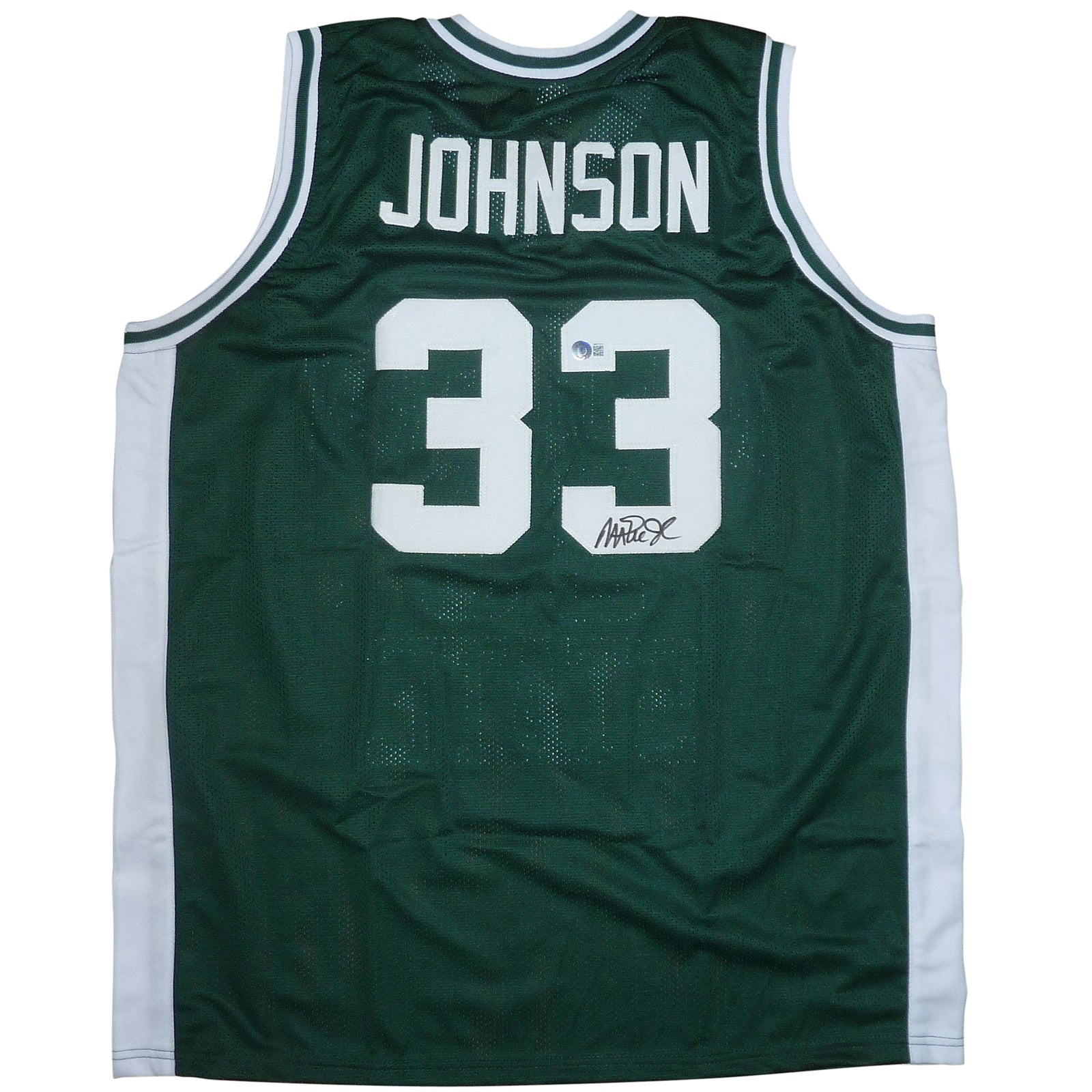 Autographed Magic Johnson Michigan State Spartans (Green #33) Custom Jersey - Beckett