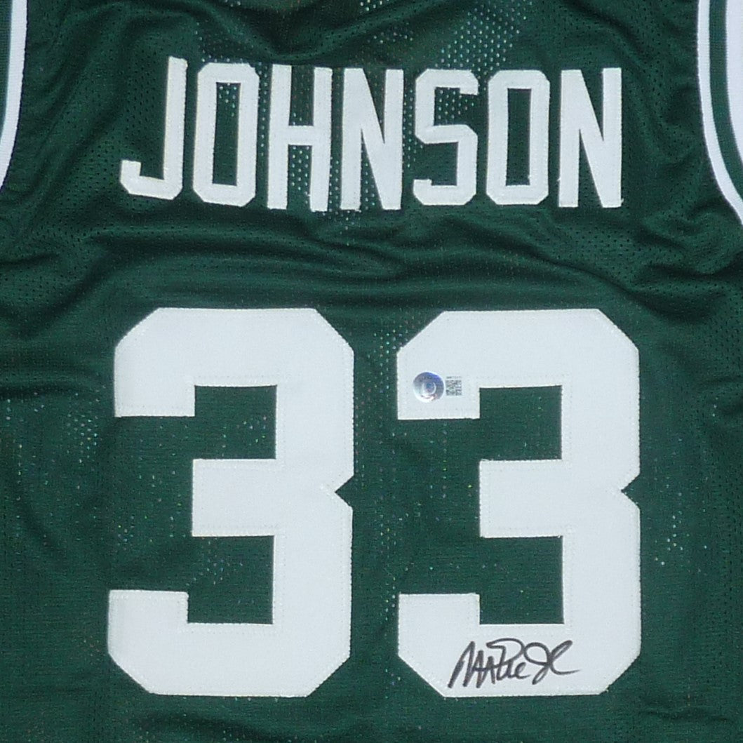 Autographed Magic Johnson Michigan State Spartans (Green #33) Custom Jersey - Beckett