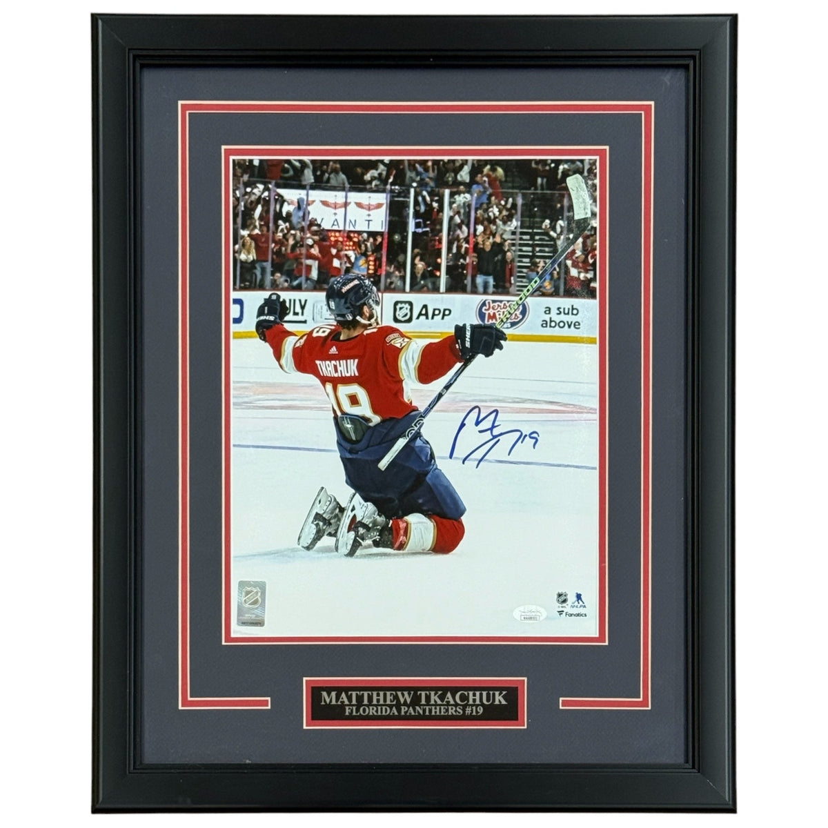 Autographed Matthew Tkachuk Florida Panthers (ECF game-winning Goal) Deluxe Framed 11x14 Photo - JSA-Powers Sports Memorabilia