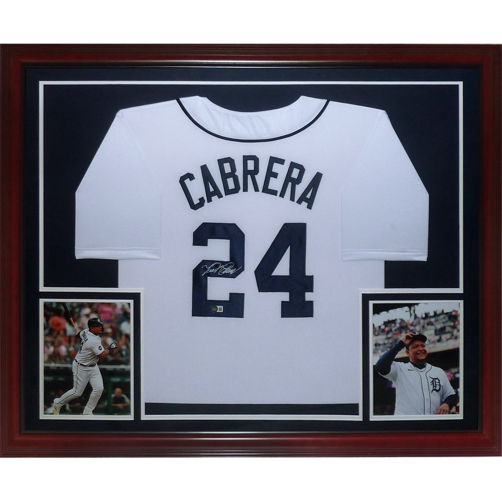 Autographed Miguel Cabrera Detroit (White #24) Deluxe Framed Jersey - JSA-Powers Sports Memorabilia