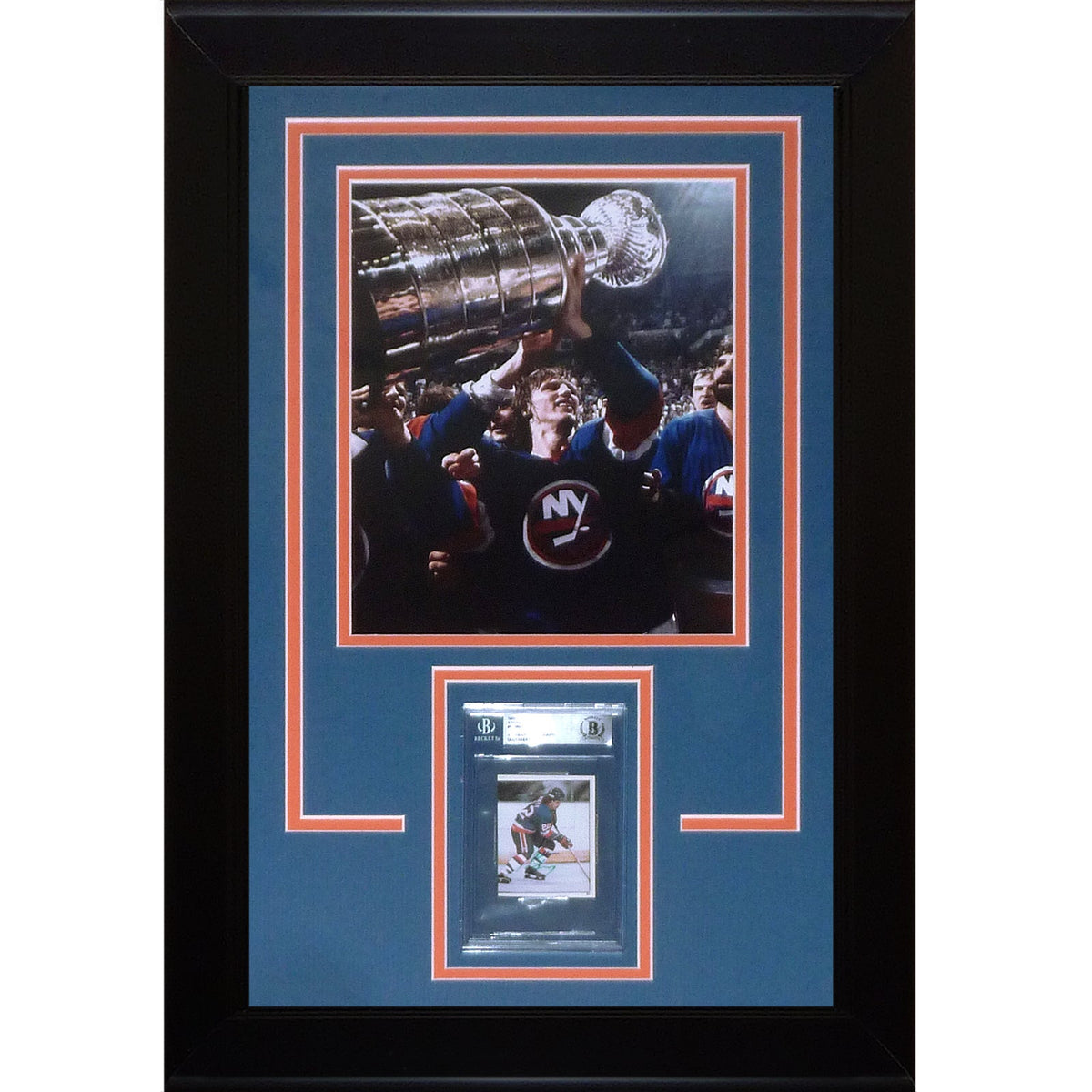 Autographed Mike Bossy New York Islanders 8x10 Card Signature Series Frame - Beckett-Powers Sports Memorabilia