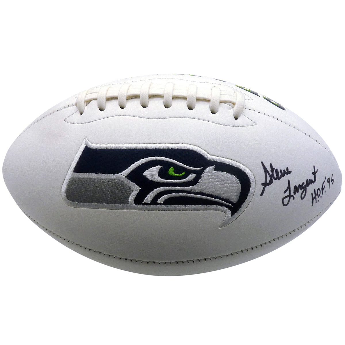 Autographed Steve Largent Seattle Seahawks Logo Football w/ "HOF 95" - JSA-Powers Sports Memorabilia
