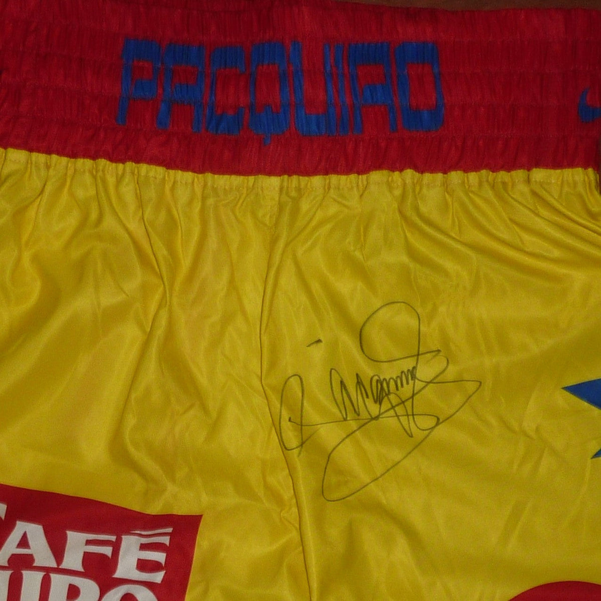 Autographed Manny Pacquiao Philippines (Yellow) Team Pacquiao Boxing Trunks - PSA/DNA-Powers Sports Memorabilia
