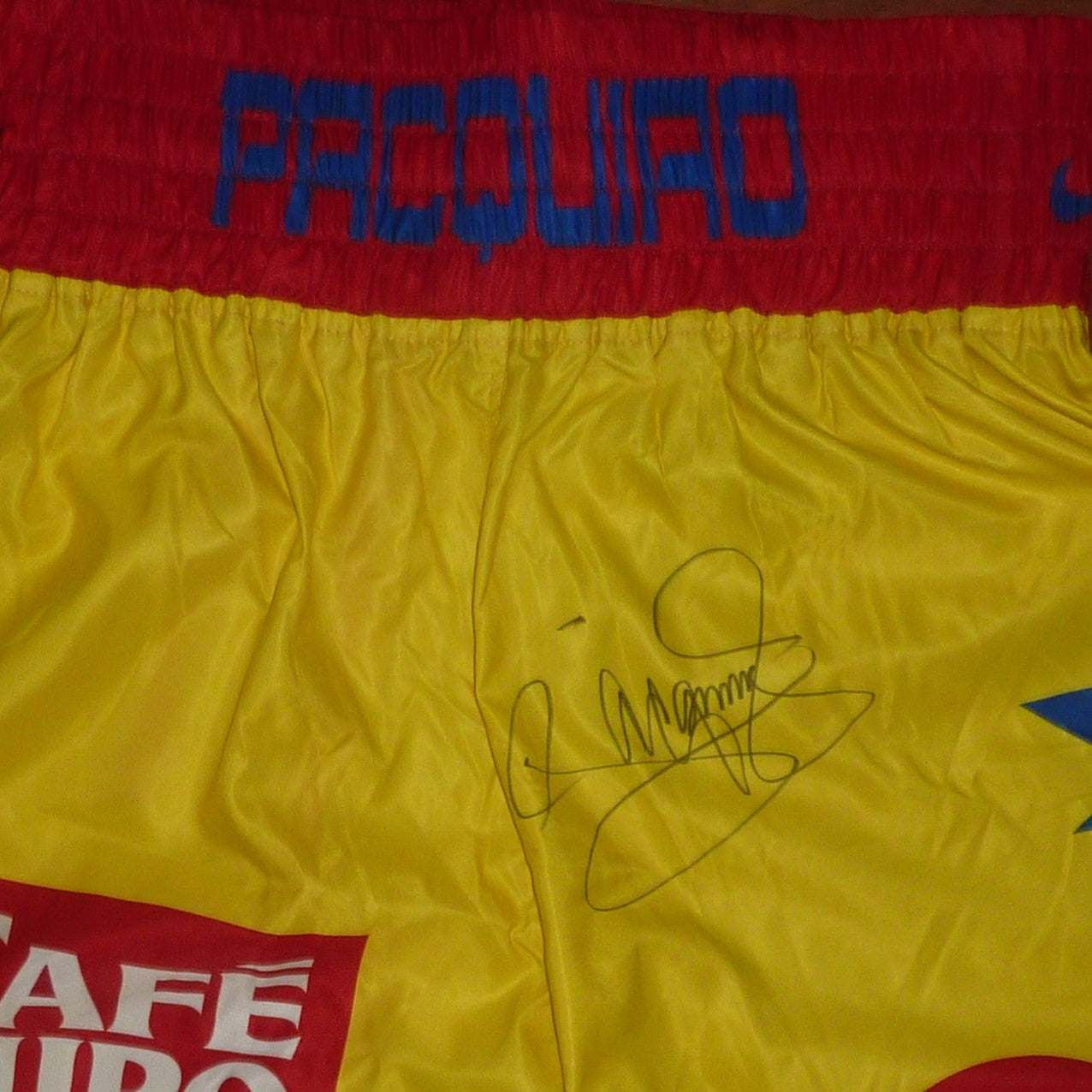 Autographed Manny Pacquiao Philippines (Yellow) Team Pacquiao Boxing Trunks - PSA/DNA-Powers Sports Memorabilia