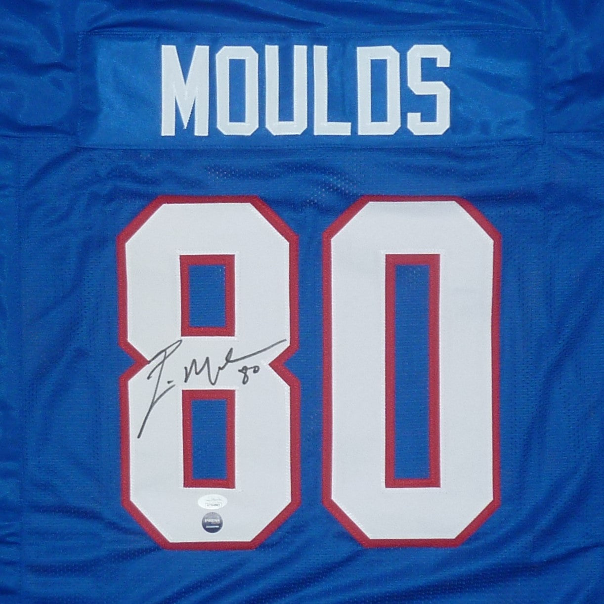 Autographed Eric Moulds Buffalo (Blue #80) Custom Jersey - JSA-Powers Sports Memorabilia