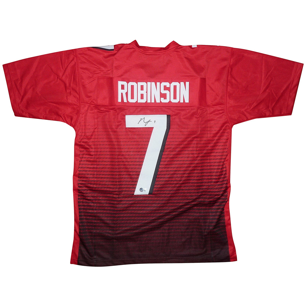 Autographed Bijan Robinson Atlanta (Red #7) Custom Jersey - BAS Witness-Powers Sports Memorabilia