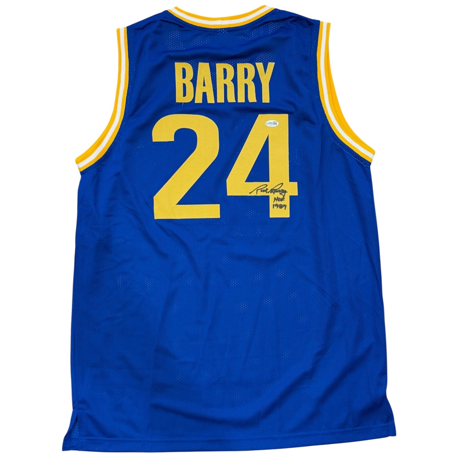 Autographed Rick Barry Golden State (Blue #24) Custom Jersey w/ "HOF 1987" - JSA-Powers Sports Memorabilia