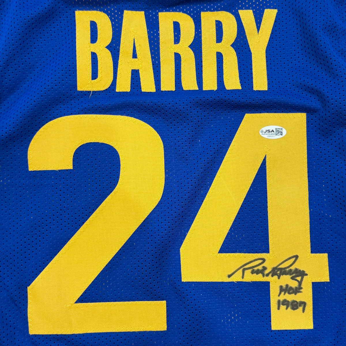 Autographed Rick Barry Golden State (Blue #24) Custom Jersey w/ "HOF 1987" - JSA-Powers Sports Memorabilia