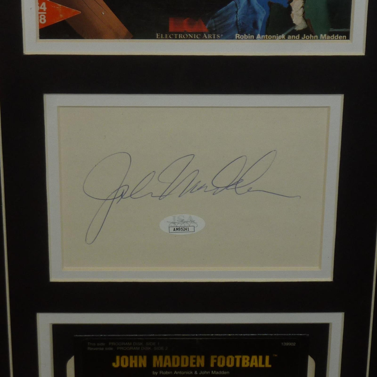 Autographed John Madden Oakland Raiders Deluxe Framed piece with Original John Madden 1988 EA Game Box - JSA-Powers Sports Memorabilia