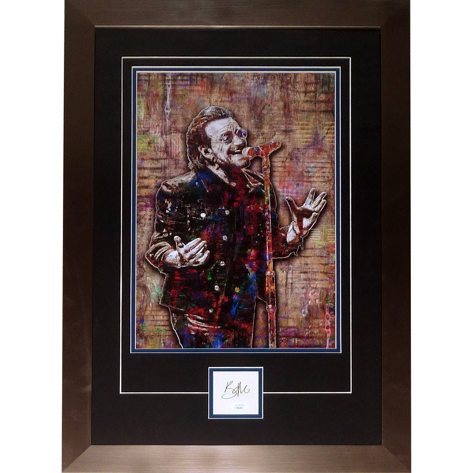 Autographed Bono U2 Music Splash Art Deluxe Framed Piece - JSA-Powers Sports Memorabilia