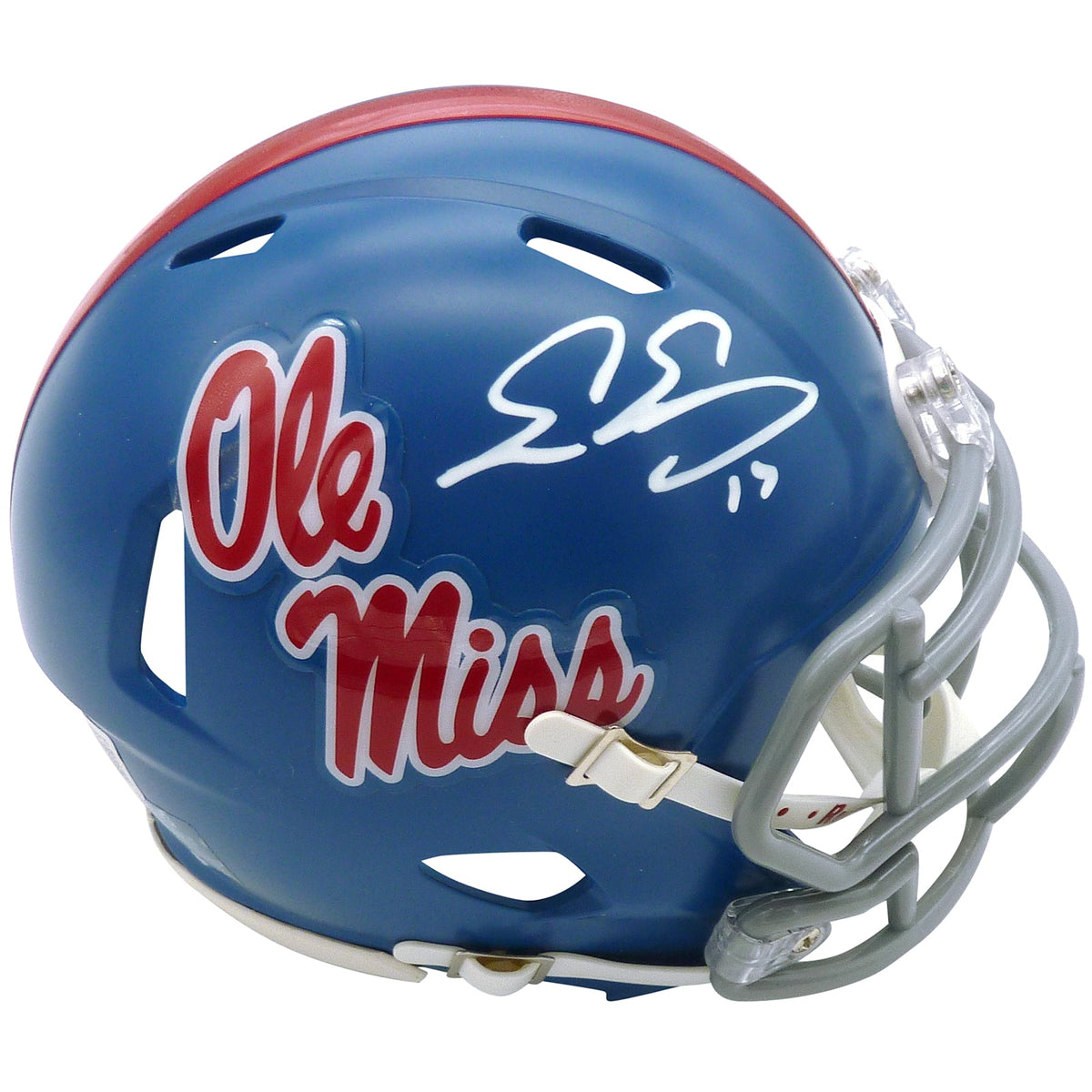 Autographed Evan Engram Ole Miss Rebels Mini Helmet - Beckett-Powers Sports Memorabilia