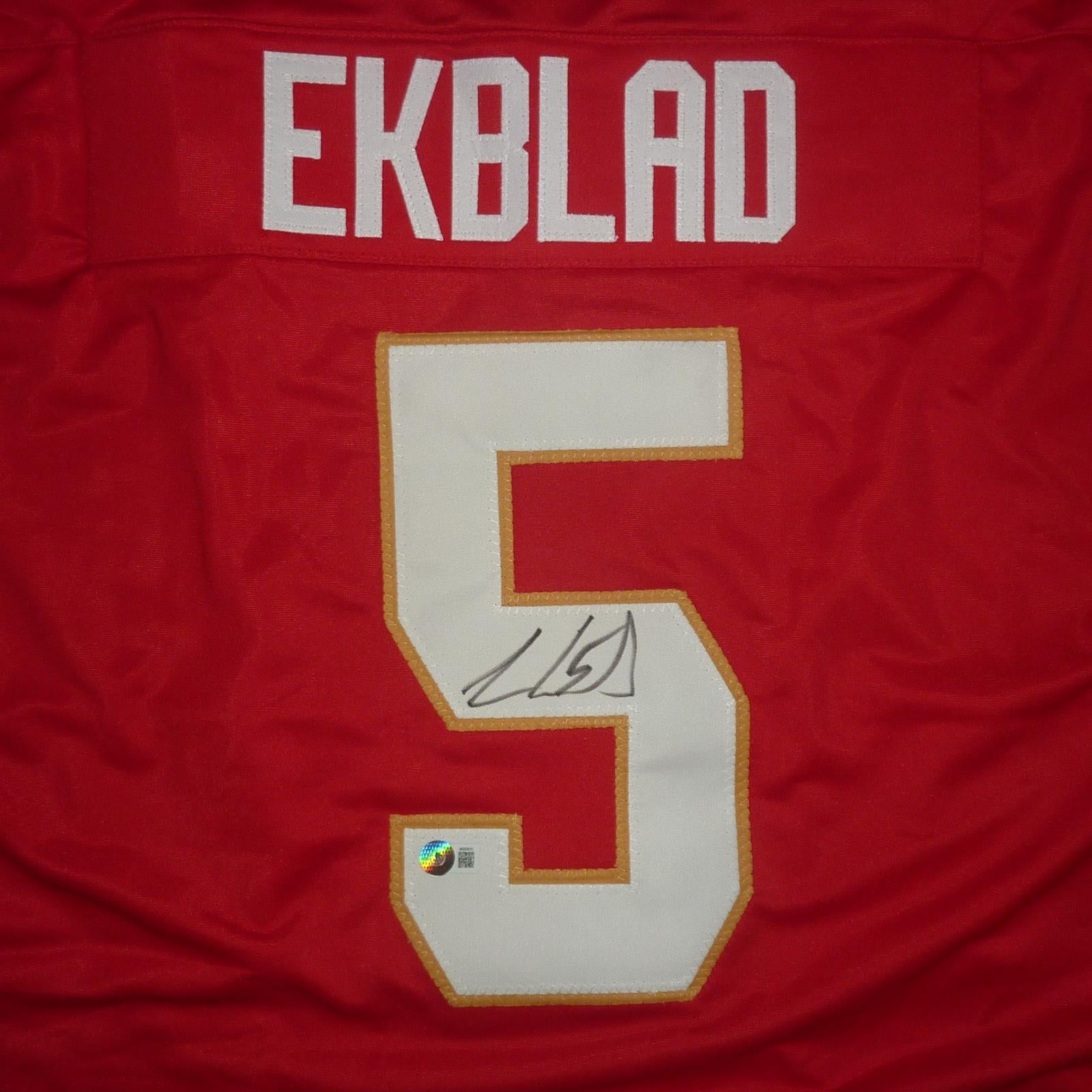 Autographed Aaron Ekblad Florida (Red #5) Custom Jersey - JSA-Powers Sports Memorabilia