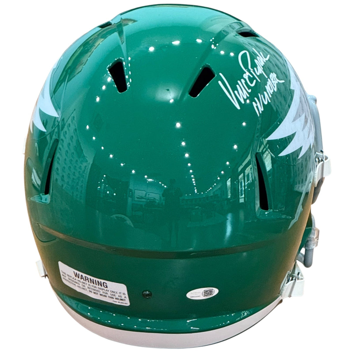 Autographed Vince Papale Philadelphia Eagles (Kelly Green) Deluxe Full-Size Replica Helmet w/ "Invincible" Inscription - JSA-Powers Sports Memorabilia