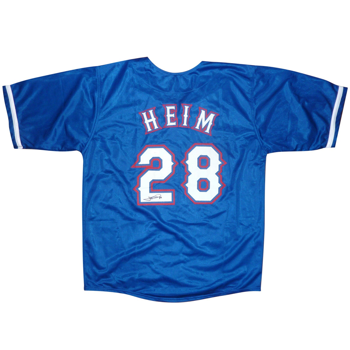 Autographed Jonah Heim Texas (Blue #28) Custom Jersey - JSA-Powers Sports Memorabilia