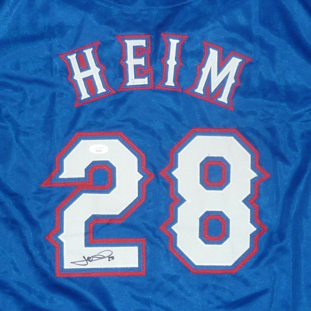 Autographed Jonah Heim Texas (Blue #28) Custom Jersey - JSA-Powers Sports Memorabilia