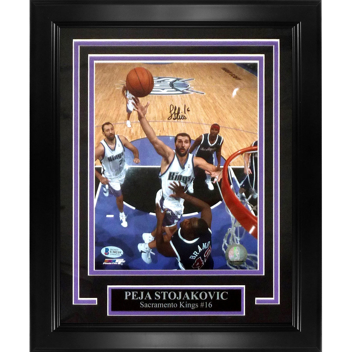 Autographed Peja Stojakovic Sacramento Kings Deluxe Framed 8x10 Photo - Beckett-Powers Sports Memorabilia