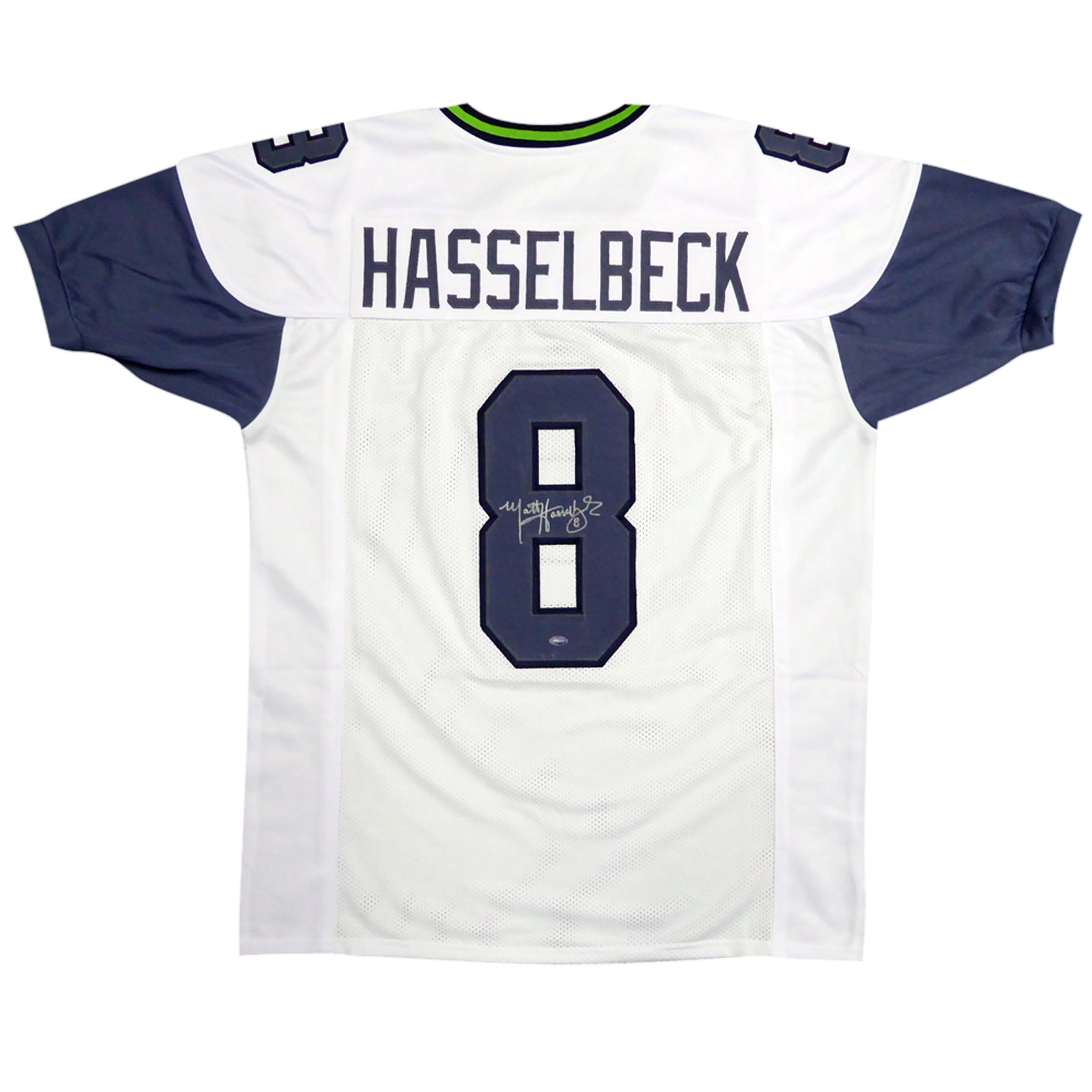 Autographed Matt Hasselbeck Seattle (White #8) Custom Jersey - MCS-Powers Sports Memorabilia