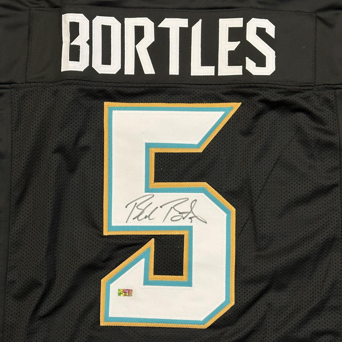 Autographed Blake Bortles Jacksonville (Teal #5) Custom Jersey-Powers Sports Memorabilia
