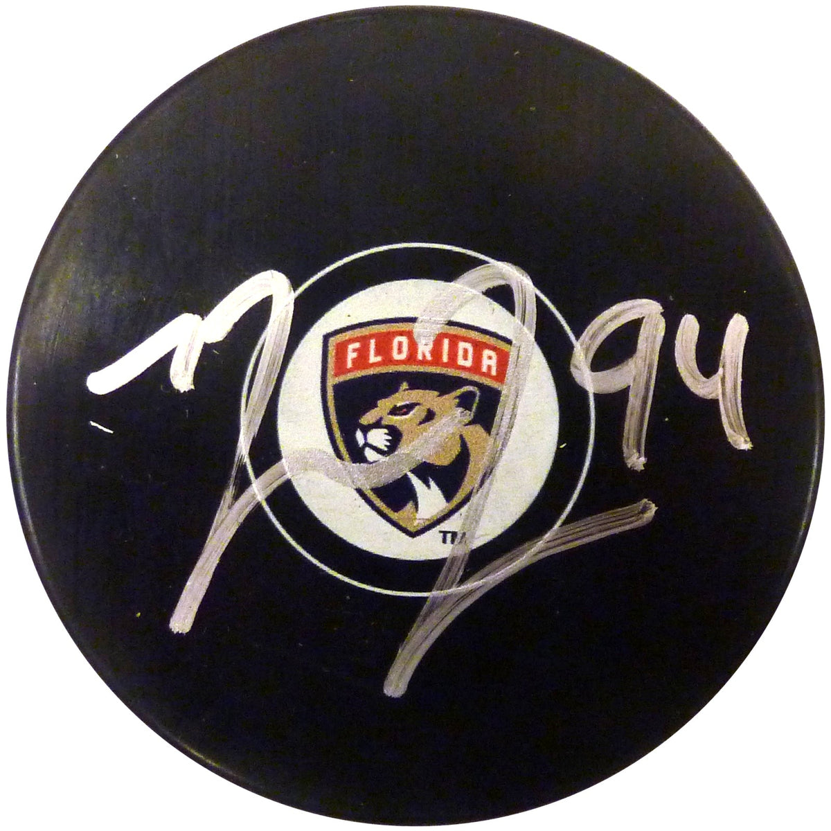 Autographed Ryan Lomberg Florida Panthers Logo Replica Hockey Puck - JSA-Powers Sports Memorabilia