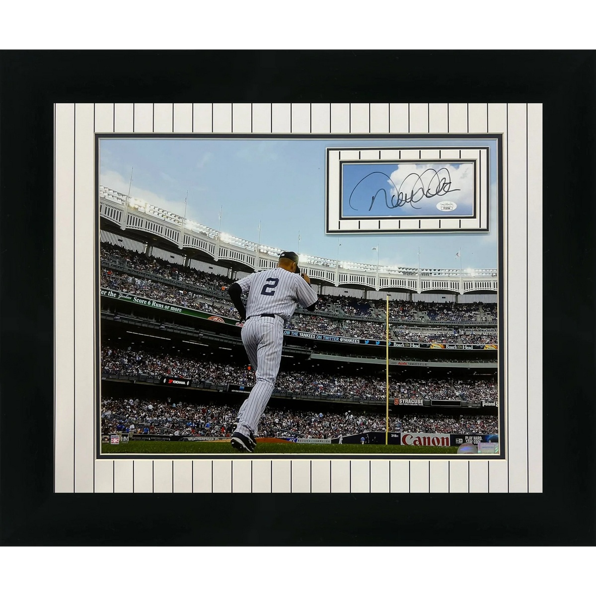 Autographed Derek Jeter Deluxe Framed New York Yankees (Running into Yankee Stadium) Floating Mat 16x20 Photo Piece - JSA-Powers Sports Memorabilia