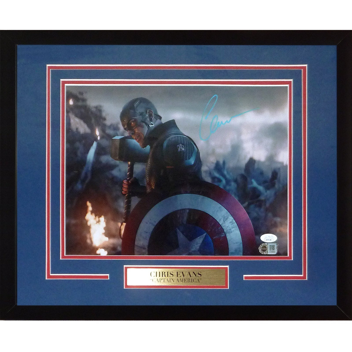 Autographed Chris Evans Marvel Captain America Deluxe Framed 11x14 Photo - SWAU JSA-Powers Sports Memorabilia