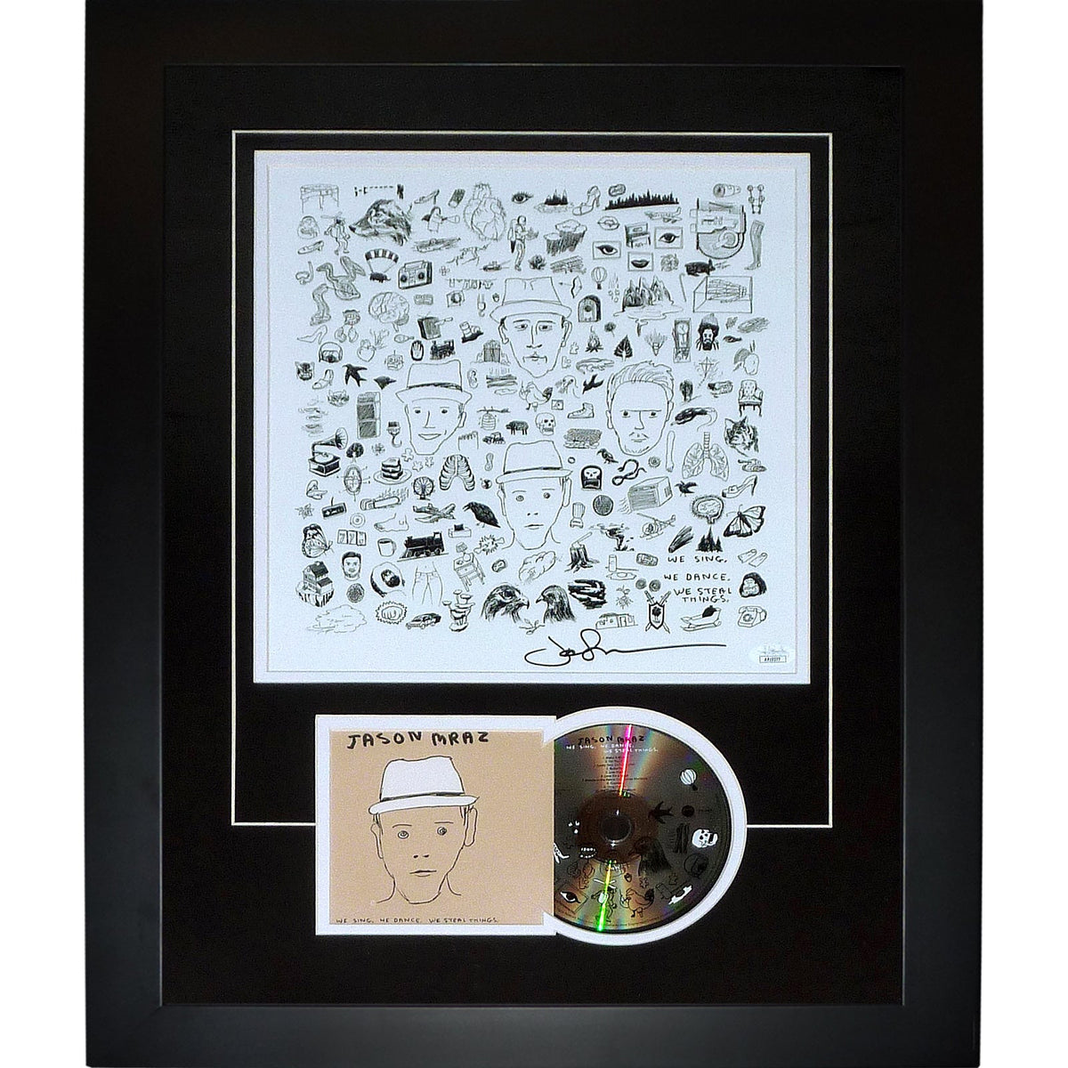 Autographed Jason Mraz We Sing We Dance We Steal Things 12x12 Poster Deluxe Framed with CD - JSA-Powers Sports Memorabilia