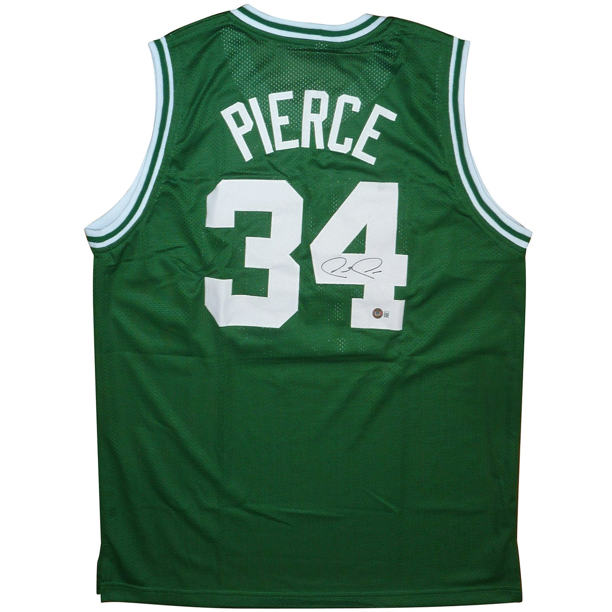 Autographed Paul Pierce Boston (Green #34) Custom Jersey - Beckett Witness-Powers Sports Memorabilia