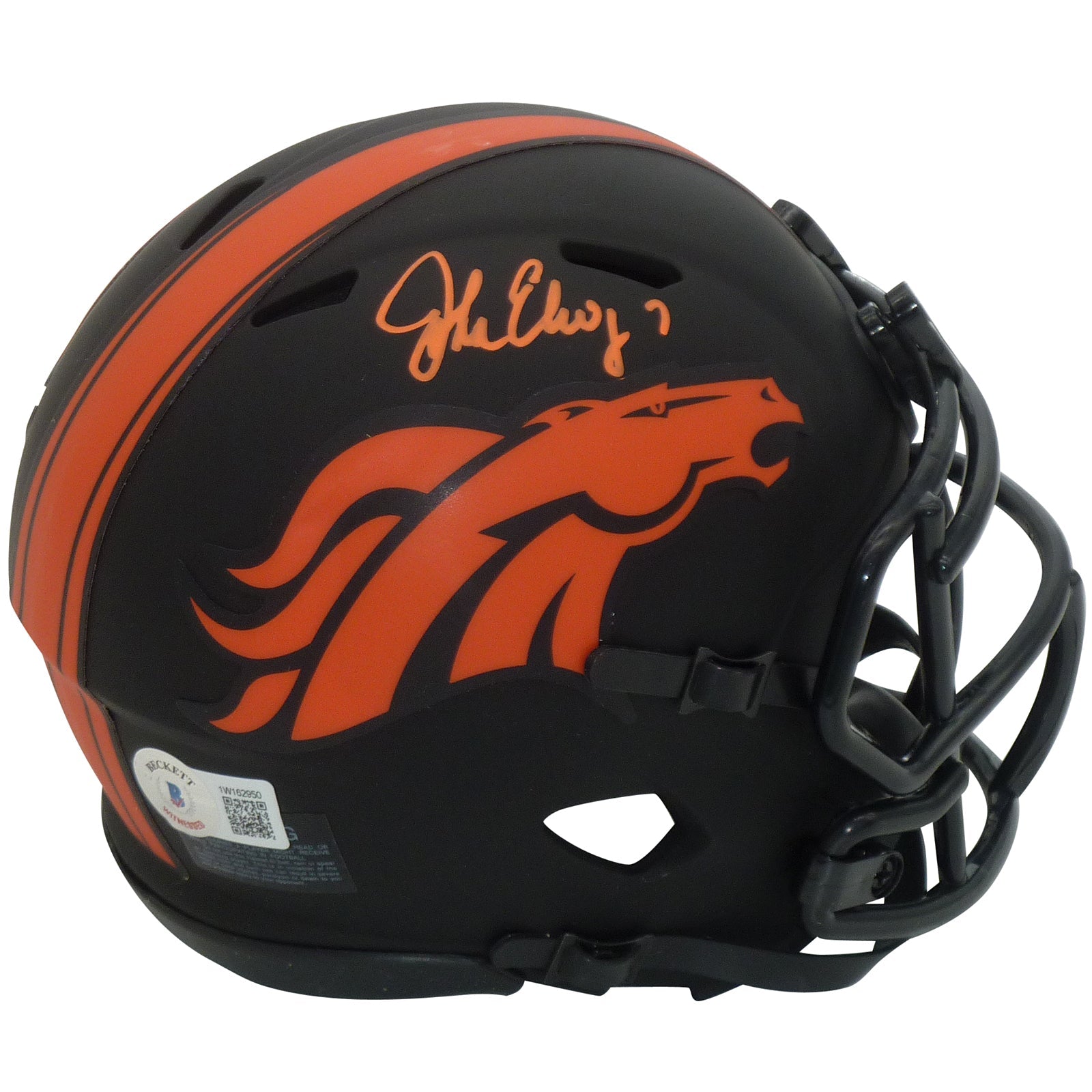 Autographed John Elway Denver Broncos (ECLIPSE Alternate) Mini Helmet - Beckett-Powers Sports Memorabilia