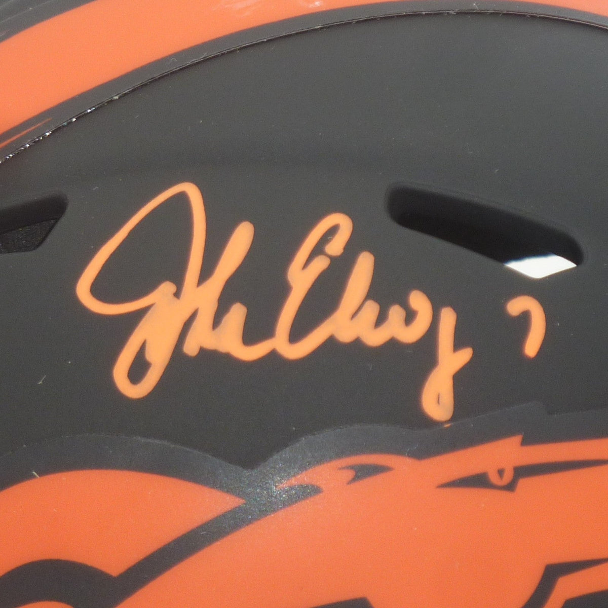Autographed John Elway Denver Broncos (ECLIPSE Alternate) Mini Helmet - Beckett-Powers Sports Memorabilia