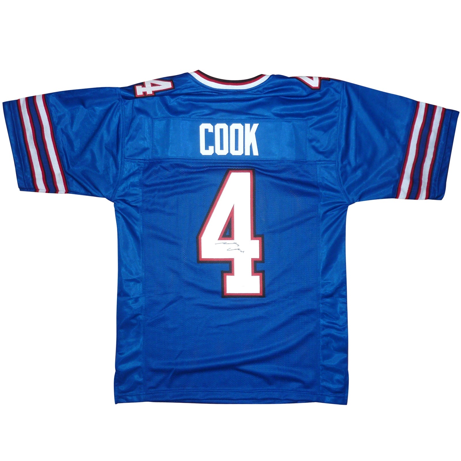 Autographed James Cook Buffalo (Blue #4) Custom Jersey - JSA-Powers Sports Memorabilia