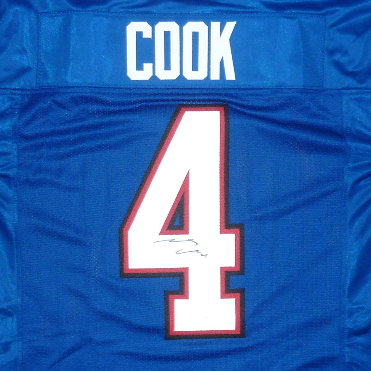 Autographed James Cook Buffalo (Blue #4) Custom Jersey - JSA-Powers Sports Memorabilia