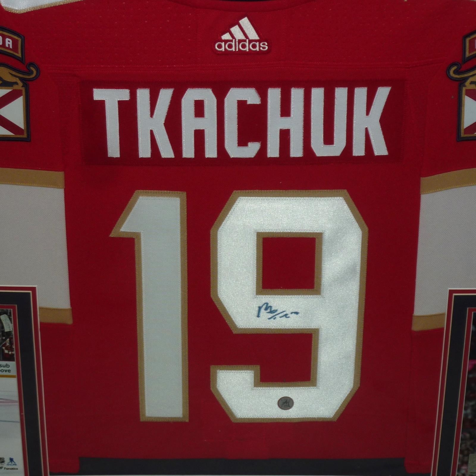 Autographed Matthew Tkachuk Florida Panthers (Adidas Red #19) Deluxe Framed Jersey - JSA-Powers Sports Memorabilia