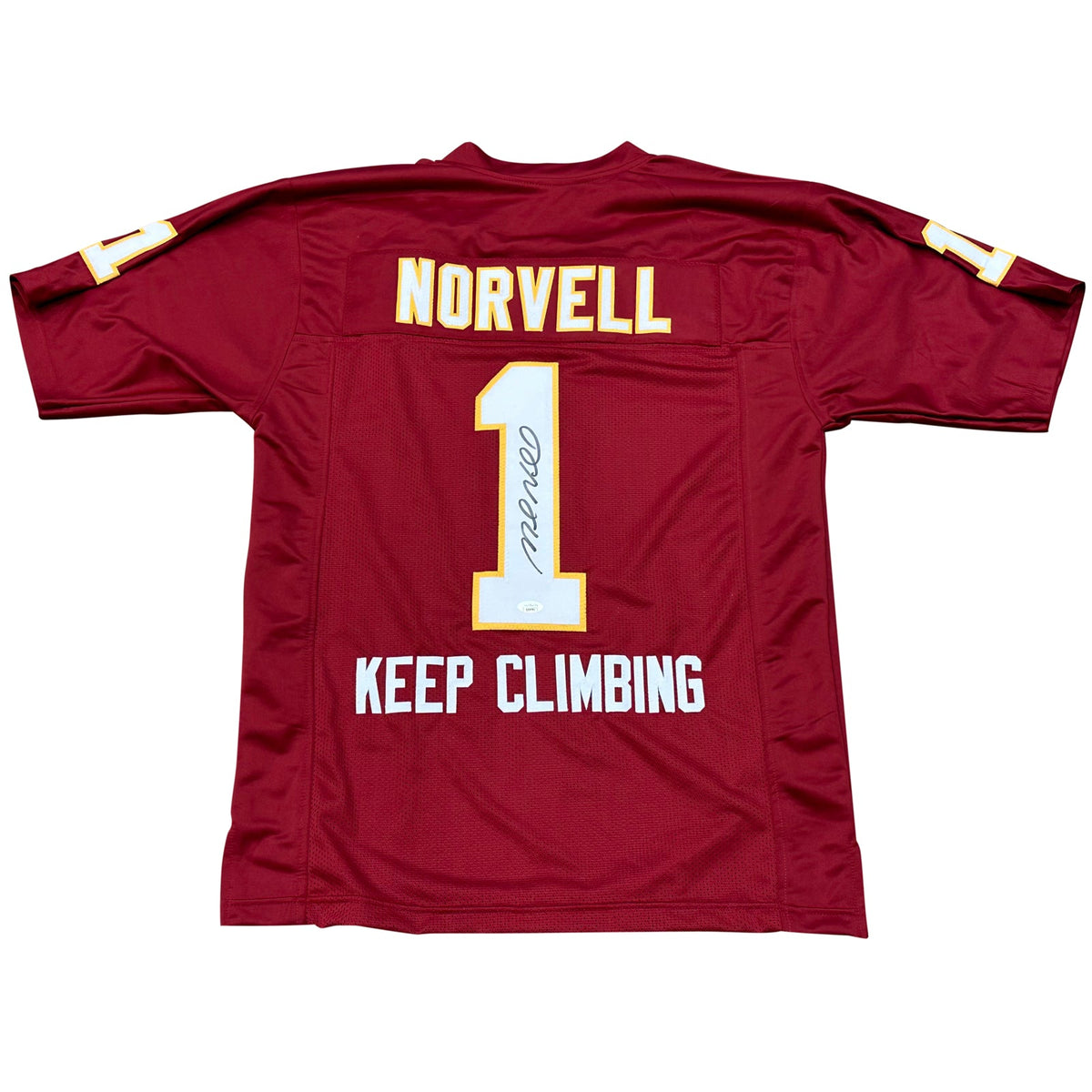 Autographed Mike Norvell Florida State FSU (Garnet #1) Custom Jersey "Keep Climbing" - JSA-Powers Sports Memorabilia
